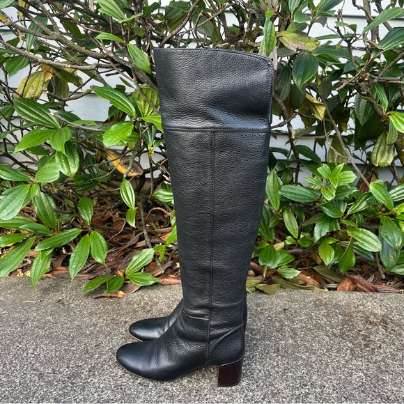 Tory Burch Bowie Black Leather Chunky Over The Knee Boots 6.5 - Picture 4 of 11